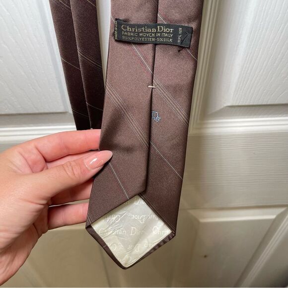 Christian Dior Brown Tie Blue Detail - Picture 1 of 10